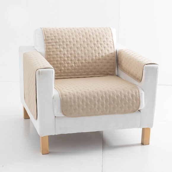 Protège-salon antiglisse microfibre matelassé (mastic)