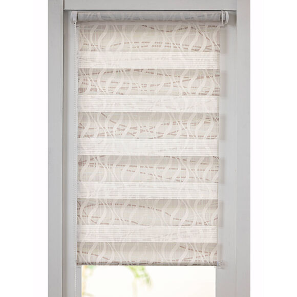 Store jour/nuit motif serpentins (taupe / blanc)