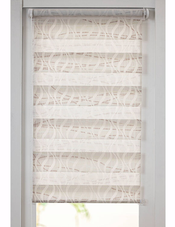 Store jour/nuit motif serpentins (taupe / blanc)