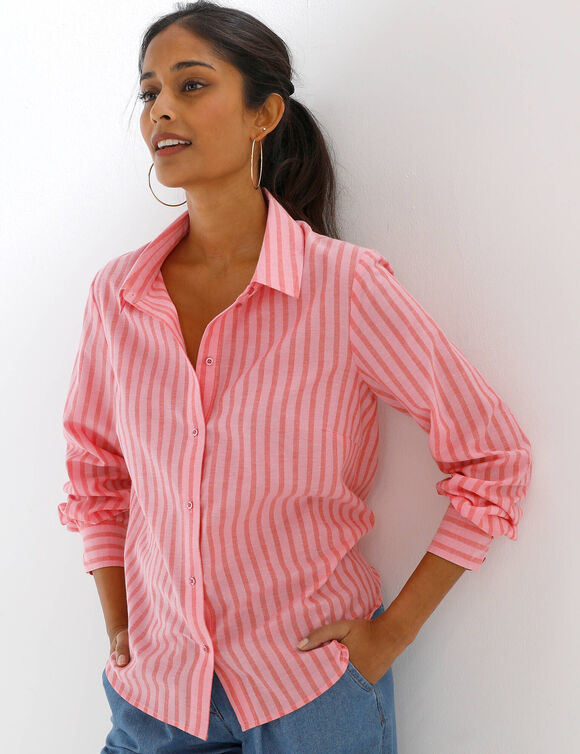 Chemise ray&eacute;e bicolore  (roze / rood)