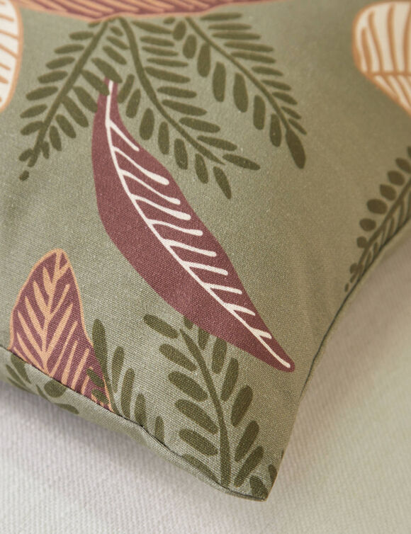 Housse de coussin carrée imprimé feuilles - lot de 2 (vert)