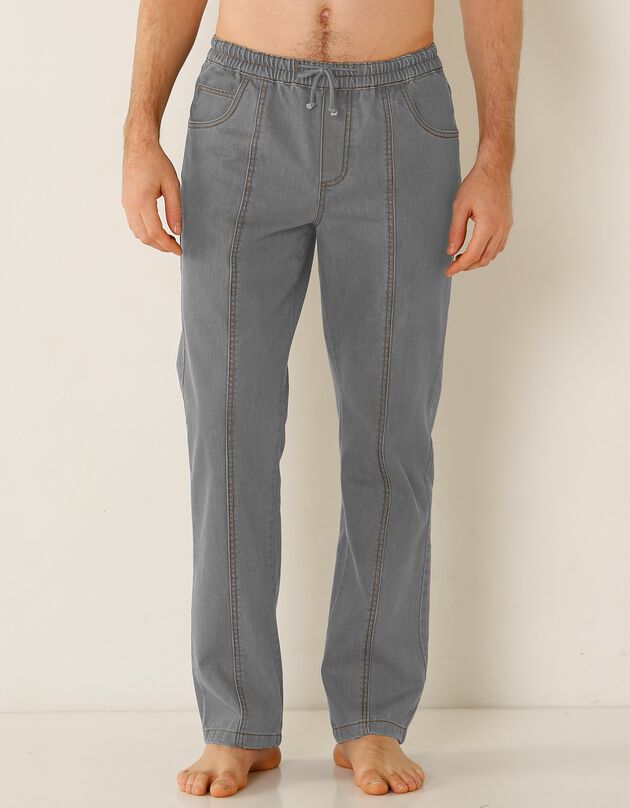 Jeans in lichte denim met elastische taille (grijs)