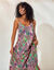 Robe longue  imprimée à fines bretelles (rose / vert)