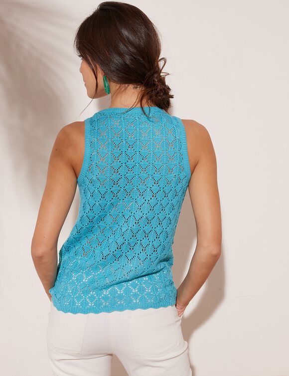 Pull débardeur crochet (turquoise)