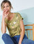 T-shirt boite, imprimé papillons (vert olive)