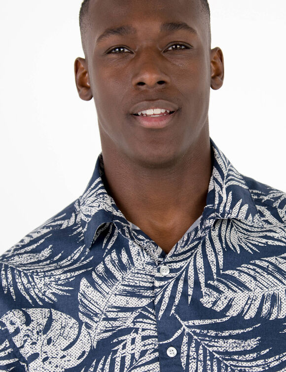 Chemise imprimée manches courtes (marine)