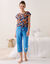 Pantacourt de pyjama en coton - uni tropical (bleu clair)