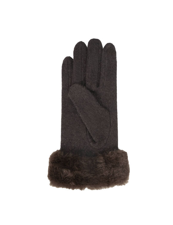 Gants tactiles poignets fourrés  (marron)