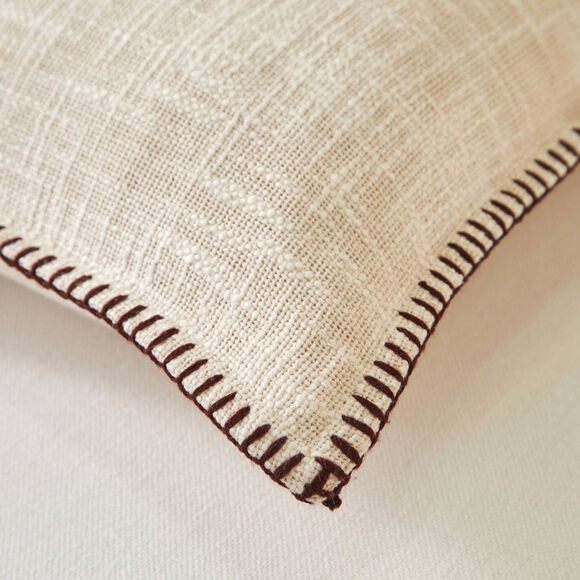 Coussin uni coton texturé (ivoire)