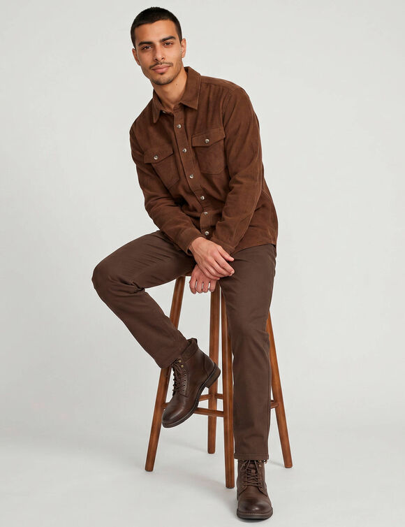Chemise boutonn&eacute;e en velours c&ocirc;tel&eacute; (marron clair)