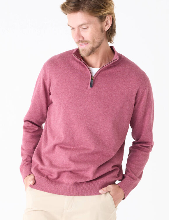 Pull pur coton col camionneur  (rose fonc&eacute; chin&eacute;)