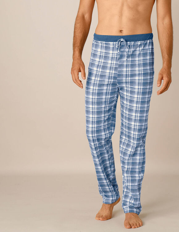 Pyjamabroek met rechte pijpen - set van 2 (blauw geruit / grijs geruit)