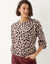Trui met ronde hals en luipaardprint (beige / bordeaux)