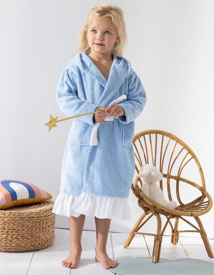 Peignoir de bain déguisement enfant princesse éponge coton - 340g/m² (bleuet)