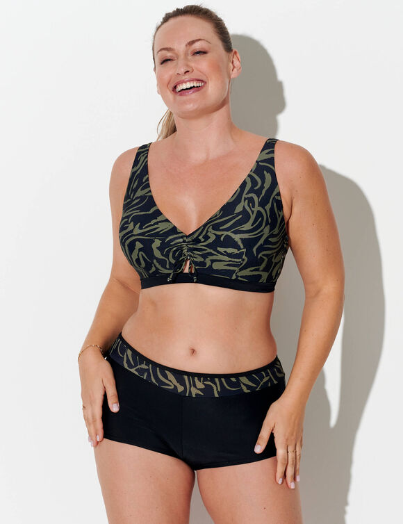 Haut de maillot de bain forme foulard Floresta - sans armatures (noir / kaki)