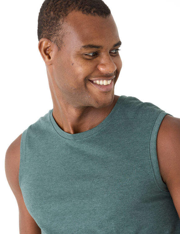 T-shirt uni col rond sans manches (azur chin&eacute;)