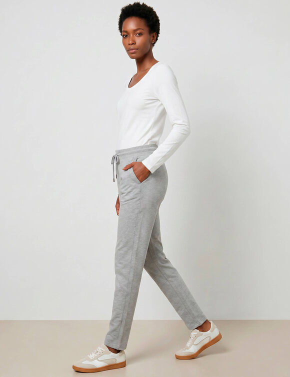 Pantalon jogpant ceinture &eacute;lastiqu&eacute;e molleton  (gris chin&eacute;)
