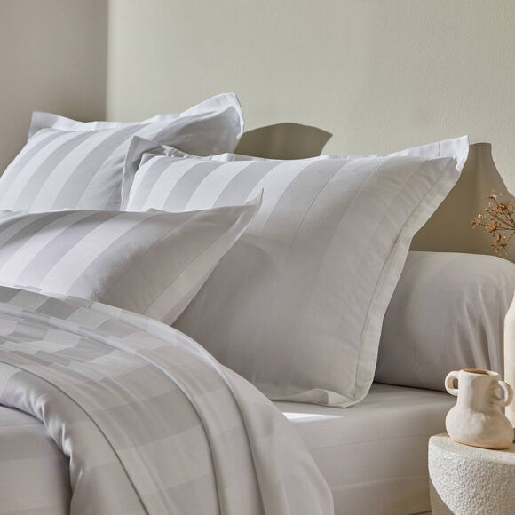 Linge de lit satin rayé (blanc)