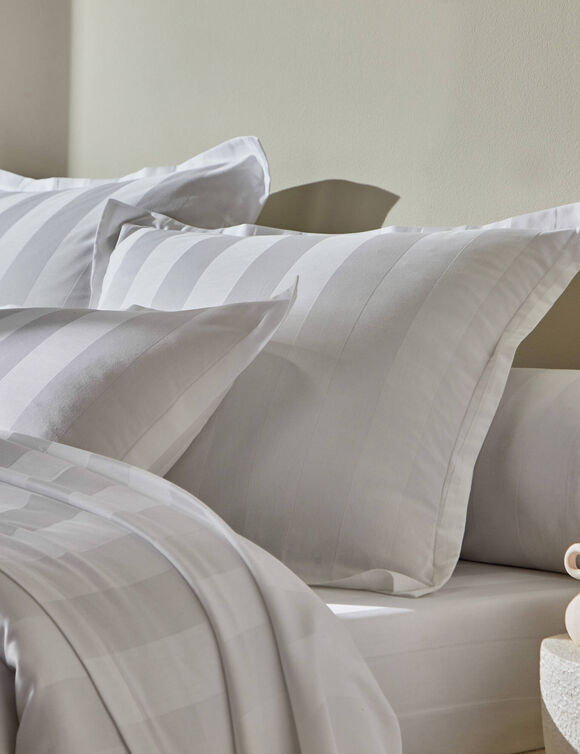 Linge de lit satin rayé (blanc)