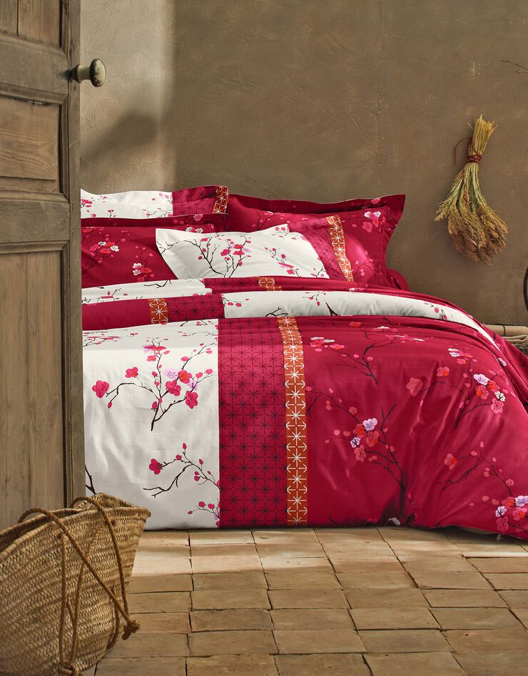 Linge de lit Kimori en coton imprimé fleurs de cerisier, rouge Linge de lit Kimori en coton imprimé fleurs de cerisier, rouge, hi-res image number 4
