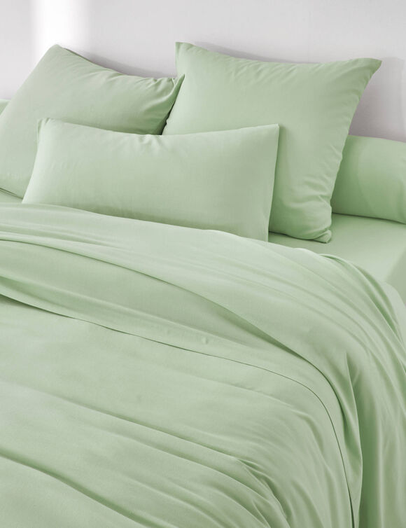 Linge de lit uni en bambou et en lin** (vert)
