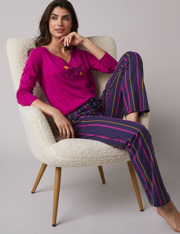 T-shirt de pyjama manches longues imprimé Estrella  (fuchsia)