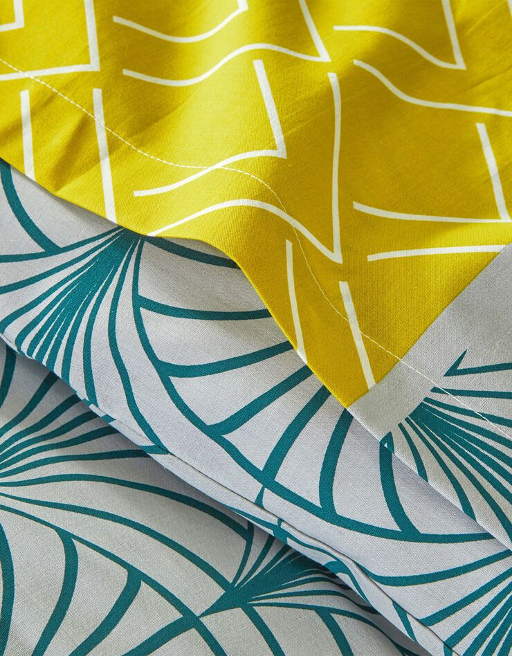 Linge de lit Eddy en coton à motifs graphiques (vert)