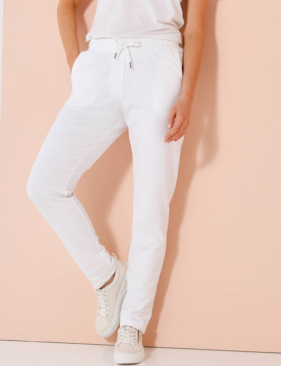 Pantalon jogpant ceinture élastiquée molleton  (blanc)