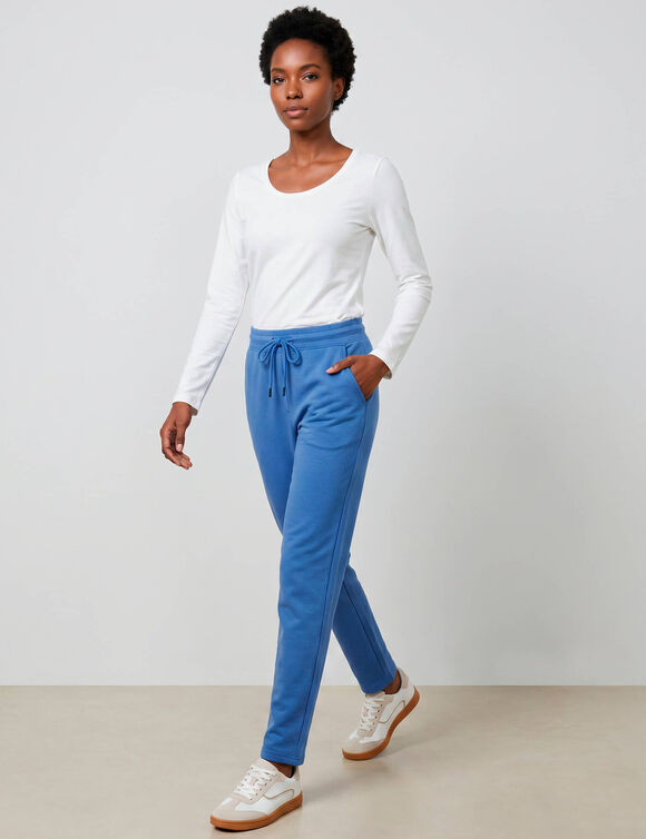 Pantalon jogpant ceinture &eacute;lastiqu&eacute;e molleton  (bleu)