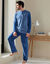 Gestreepte pyjama in velours met korte mouwen (blauw)