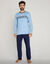Pyjama pantalon jersey coton manches longues (bleu / marine)