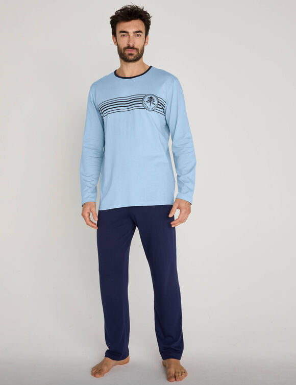Pyjamabroek met lange mouwen en een broek van katoenen jersey (blauw / marine)