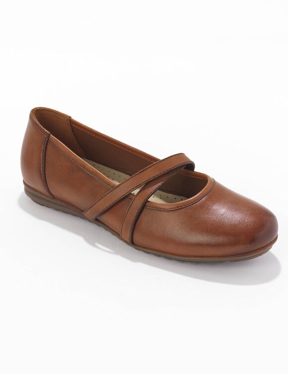 Leren ballerina's in babyschoenstijl (karamel)