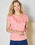 T-shirt col rond imprimé cerises dorées (corail / doré)