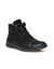 Boots met ritsen in leer en stretchstof (zwart)