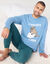 Pyjama met lange mouwen, Marmotte (blauw / groen)