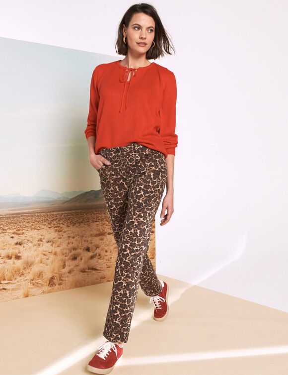 Pull col rond, détail à nouer (rouge)