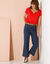 T-shirt col tunisien uni, coton (coquelicot)
