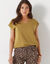 T-shirt met V-hals, glanzend fantasietricot (bronskleur)