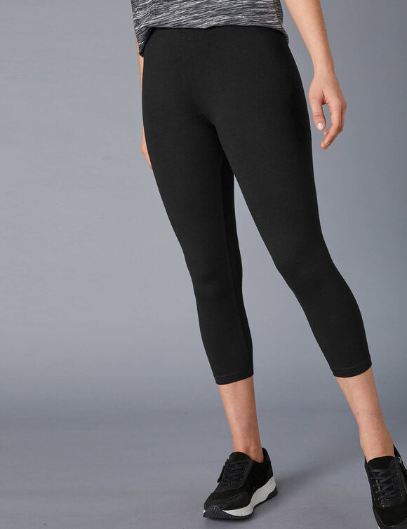 3/4-legging met elastische tailleband (zwart)
