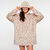 Plaid-sweat polaire &agrave; capuche imprim&eacute; l&eacute;opard, doubl&eacute; sherpa (beige)