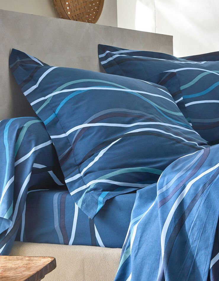 Linge de lit Serpentins en coton imprimé (marine)