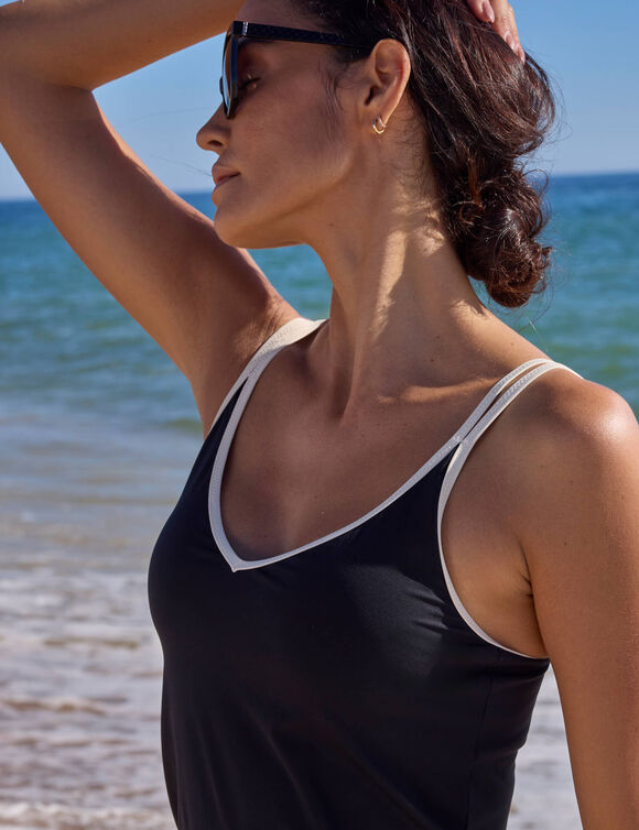 Haut de tankini uni gainant Ilaya (noir)