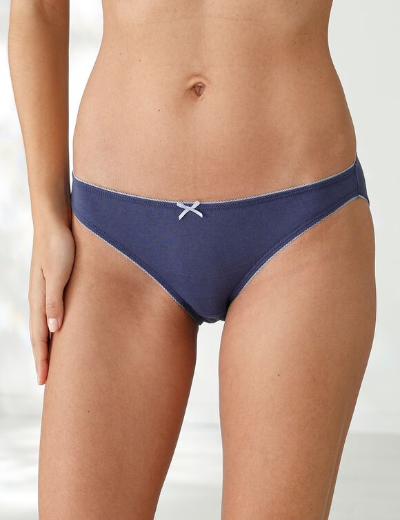 Katoenen slip met hartjesprint - set van 4 (blauw / marine)