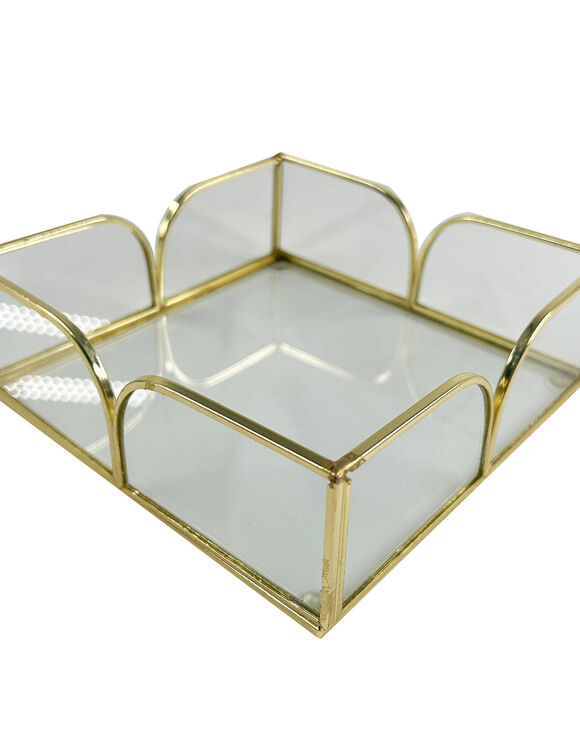Plateau en verre et métal coloris doré (doré)