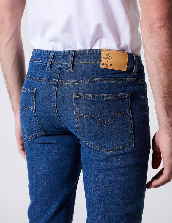 Rechte stretchjeans, afgerond onder de buik - binnenpijplengte 72 cm (stone)