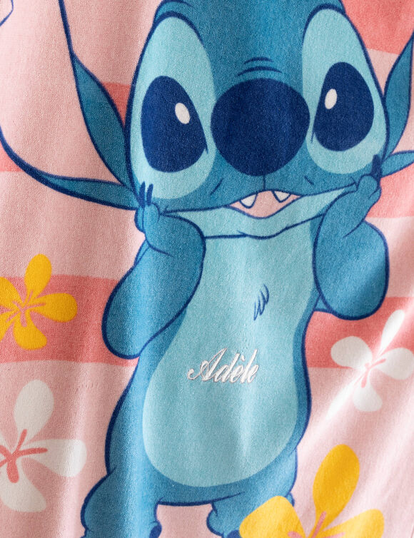 Drap de bain enfant Stitch® personnalisé éponge et velours coton - 320g/m² (rose)