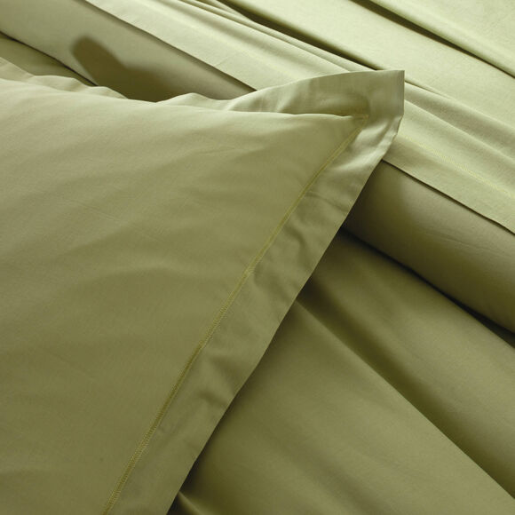Linge de lit uni - coton 57 fils/cm&sup2; (vert olive)