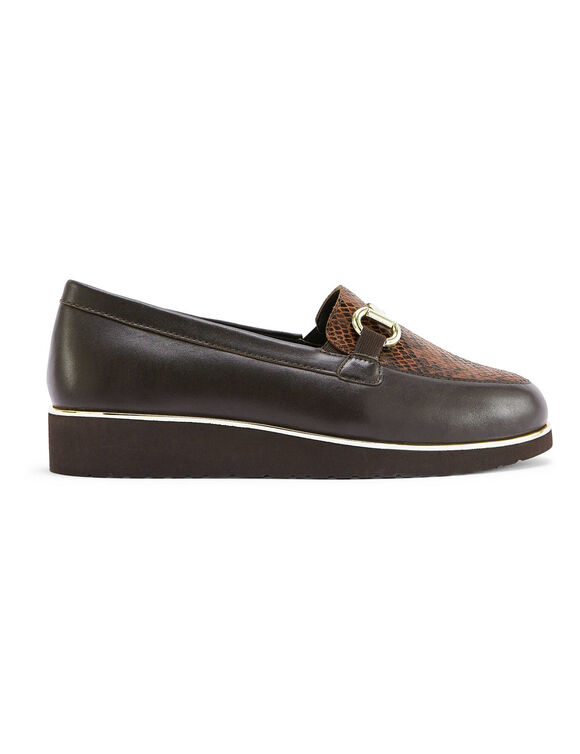 Lederen mocassins met plateauzool, comfortabele breedte (bruin)