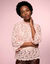 Blouse col volant&eacute; en dentelle, manches larges 3/4 (rose p&acirc;le)